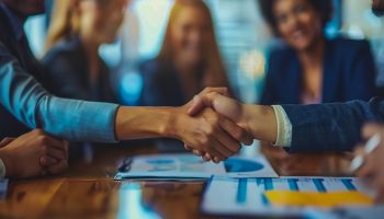 Corporate Handshake Between Business Professionals, business meeting and partnership concept